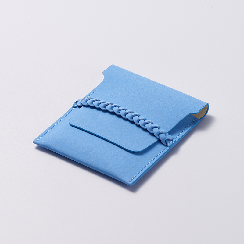 Hot sale custom blue pu leather jewelry pouch with insert for earring pendant package with custom logo