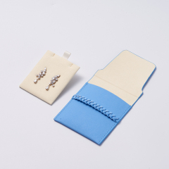 Hot sale custom blue pu leather jewelry pouch with insert for earring pendant package with custom logo