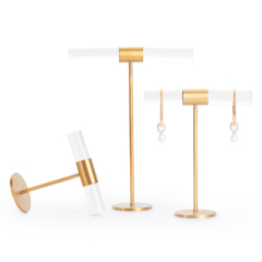 New Arrival Luxury Metal and Acrylic Jewelry Display stands for Ring Earring Display With Gold color