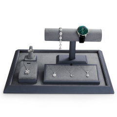 New arrival luxury bangle display grey pu leather and microfiber T-bar jewelry bracelet display cabinet stands