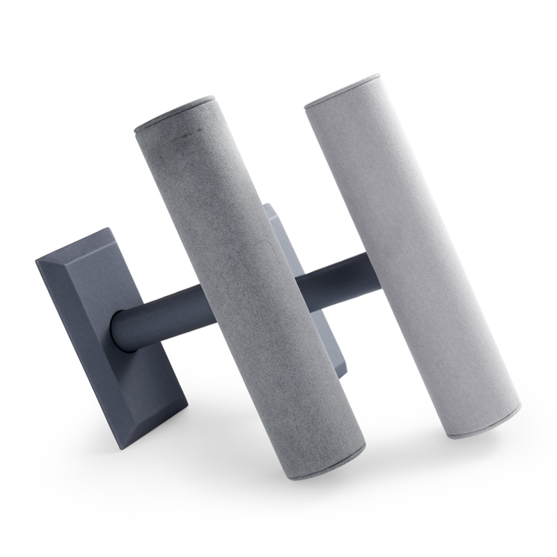New arrival luxury bangle display grey pu leather and microfiber T-bar jewelry bracelet display cabinet stands