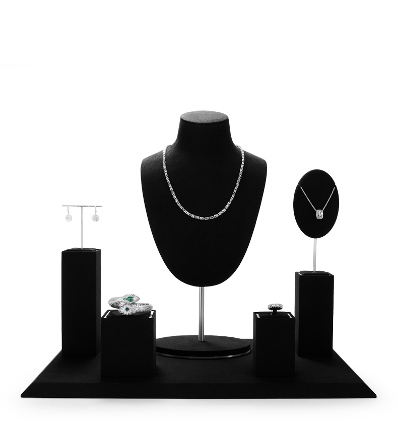 Hot Sale Black Microfiber Jewelry Display Stand Necklace Wedding ring