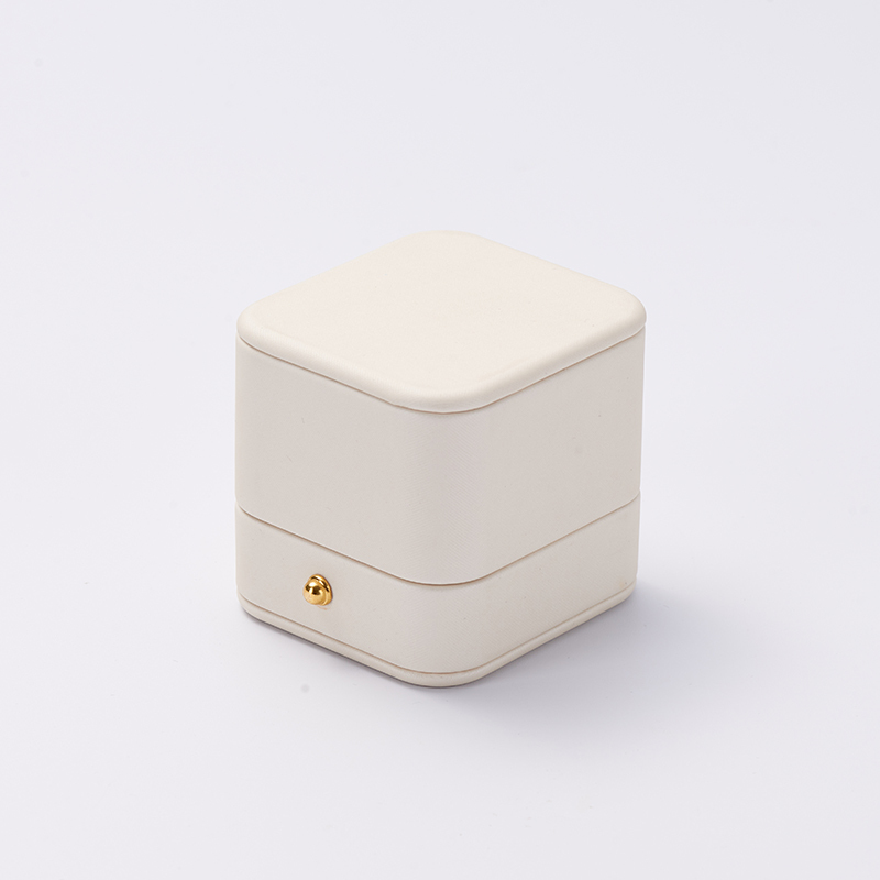 Cream Color PU Leather Jewelry Packaging Box Wholesale Custom Ring Box with Logo
