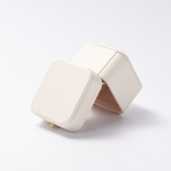 Cream Color PU Leather Jewelry Packaging Box Wholesale Custom Ring Box with Logo
