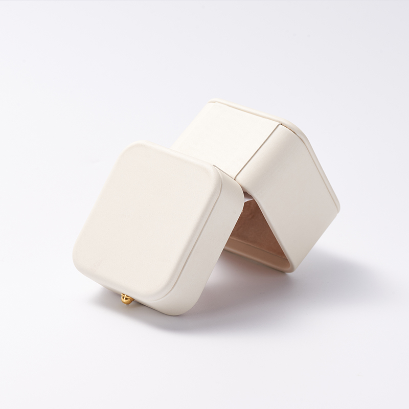 Cream Color PU Leather Jewelry Packaging Box Wholesale Custom Ring Box with Logo
