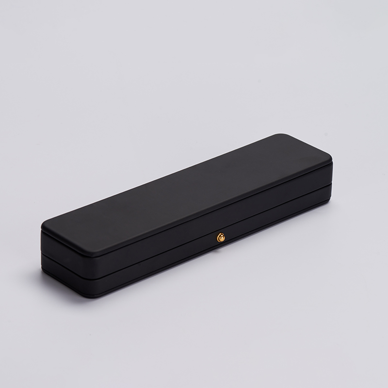 Meipin New custom Luxury Jewellery Black Pu leather box with Cream velvet snap button elegant chain Jewelry Packaging Box
