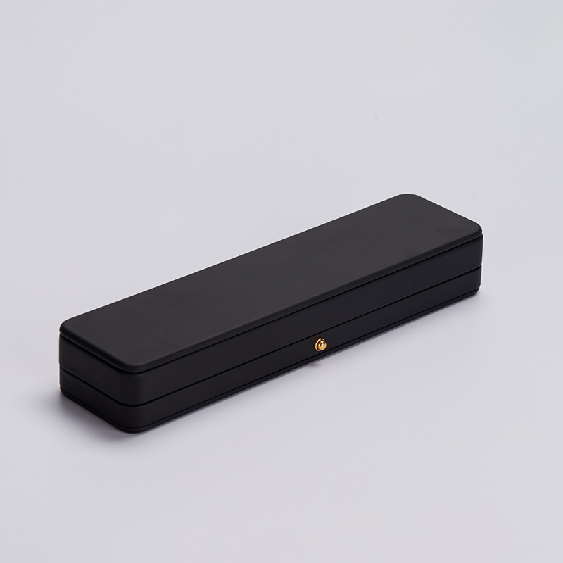 Meipin New custom Luxury Jewellery Black Pu leather box with Cream velvet snap button elegant chain Jewelry Packaging Box