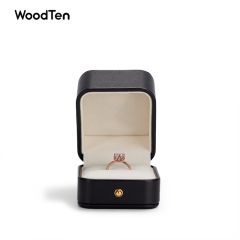 Hot Sale High Quality Black PU Leather Jewelry ring Box with custom log