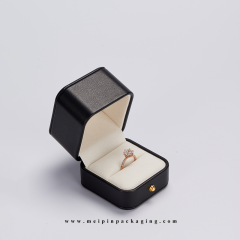 Hot Sale High Quality Black PU Leather Jewelry ring Box with custom log