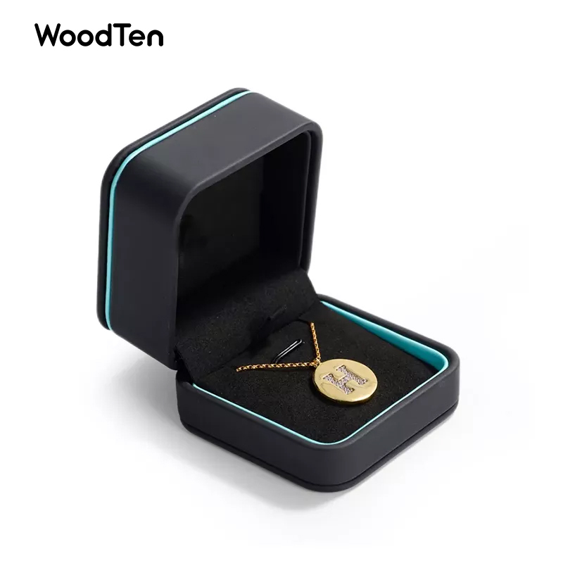 2022 new arrival black blue pu leather jewelry gift box for jewelry ring pendant necklace bracelet package