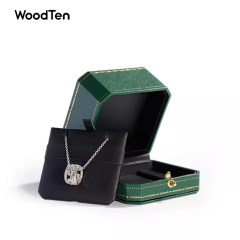 H041-Customized Luxury Green Paper With Leather For Earring Necklace Pendant With Metal Button