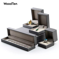 Luxury Silver Gray PU Leather Jewelry Boxes packaging For Bracelet Packaging Box Skil Fabric Insert Jewelry Box