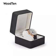Customized wholesale high quality black PU leather velvet jewelry box for watch boxes