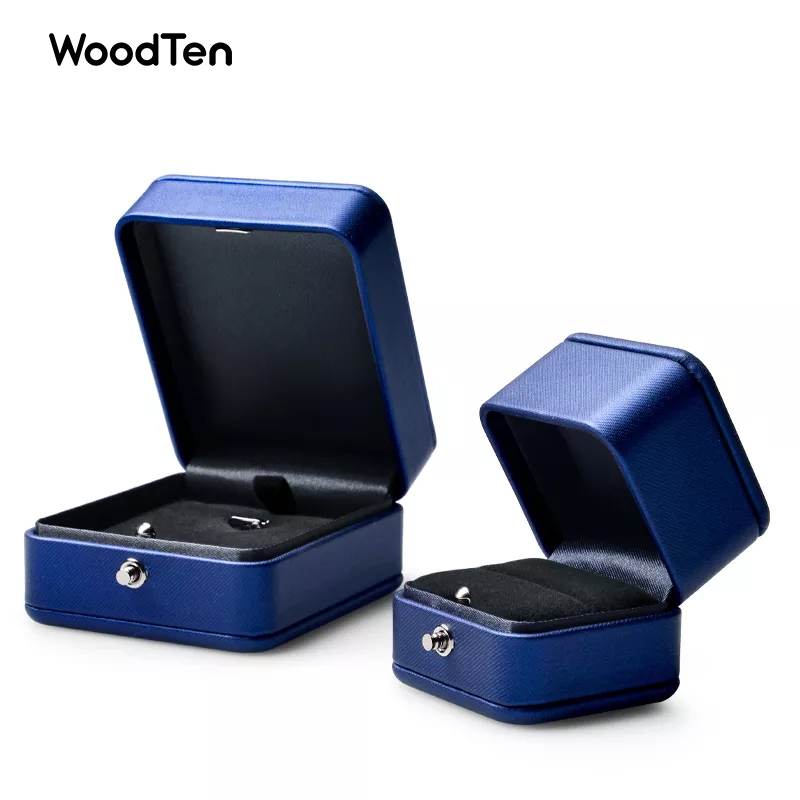 Jewelry Packaging Box grey Pu leather microfiber ring necklace customized packing gift boxes