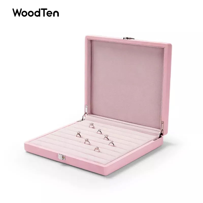 Luxury Pink Color Ring Jewelry Case Jewellery Storge Box