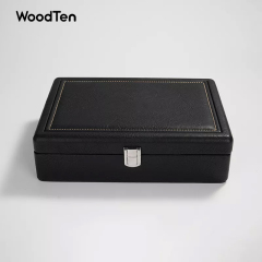 Luxury Jewelry Box Black PU Leather Jewelry Packaging Storage Box