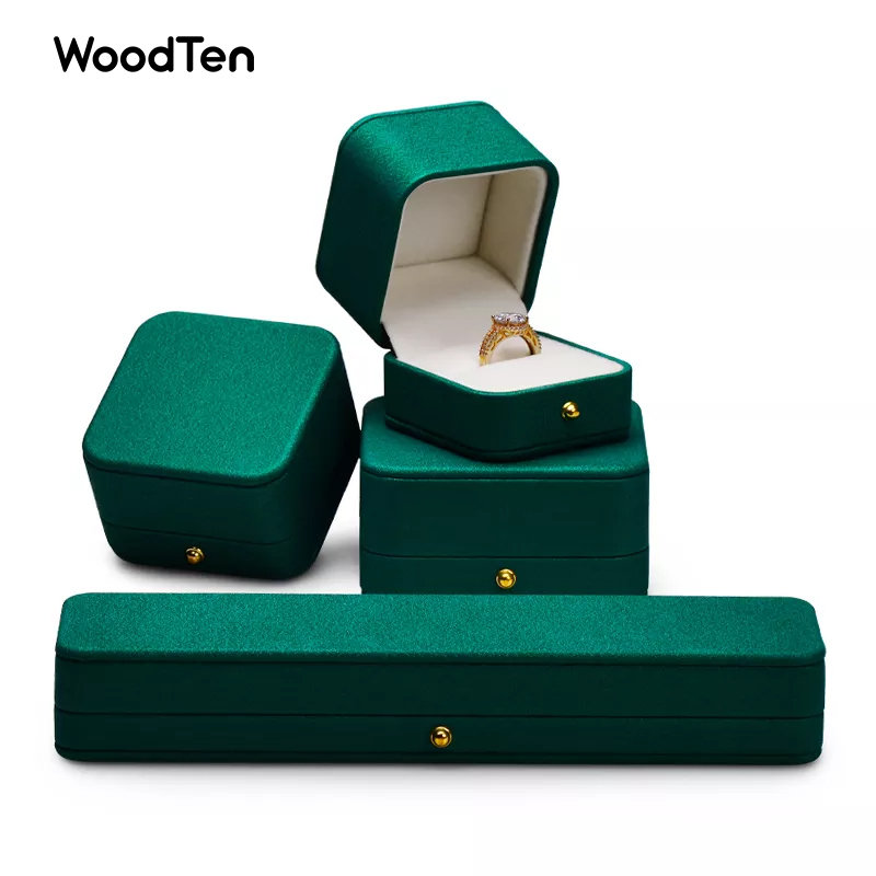 Meipin Custom Logo Fut Set Boxes High End Jewelry PU Leather Packing Box Green Jewellery Box for Ring