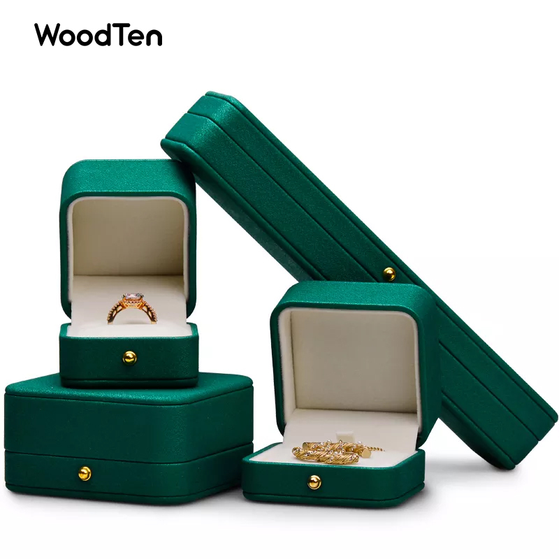 Meipin Custom Logo Fut Set Boxes High End Jewelry PU Leather Packing Box Green Jewellery Box for Ring