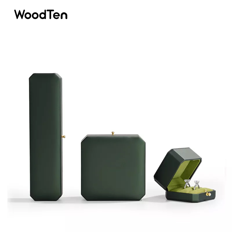 2022 Luxury Green Color PU Leather Jewelry Packaging Box