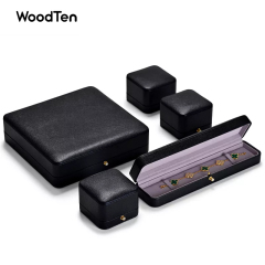 Custom Logo High Quality luxury PU Leather microfiber Boxes Ring Necklace Bracelet Gift Packaging Jewelry Box