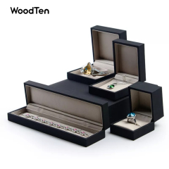 Luxury Black Color Paper Wedding Jewelry Packaging Box For Long-Chain Engagement Gift Packaging Jewelry Box