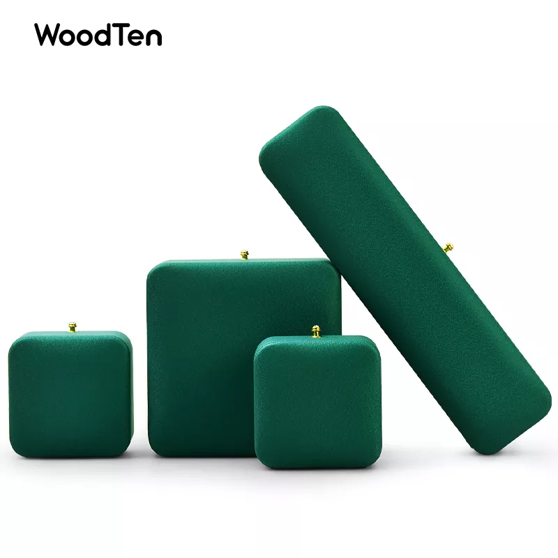 Meipin Green Jewelry Packaging Box Set Luxury PU Leather Jewellery Box for Ring Pedant Bangle Bracelet