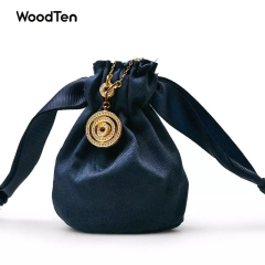 New Arrivals nice navy blue fabric pouch with ribbon rope cotton cloth jewelry pouch bag for ring earring necklace jewelry pouch