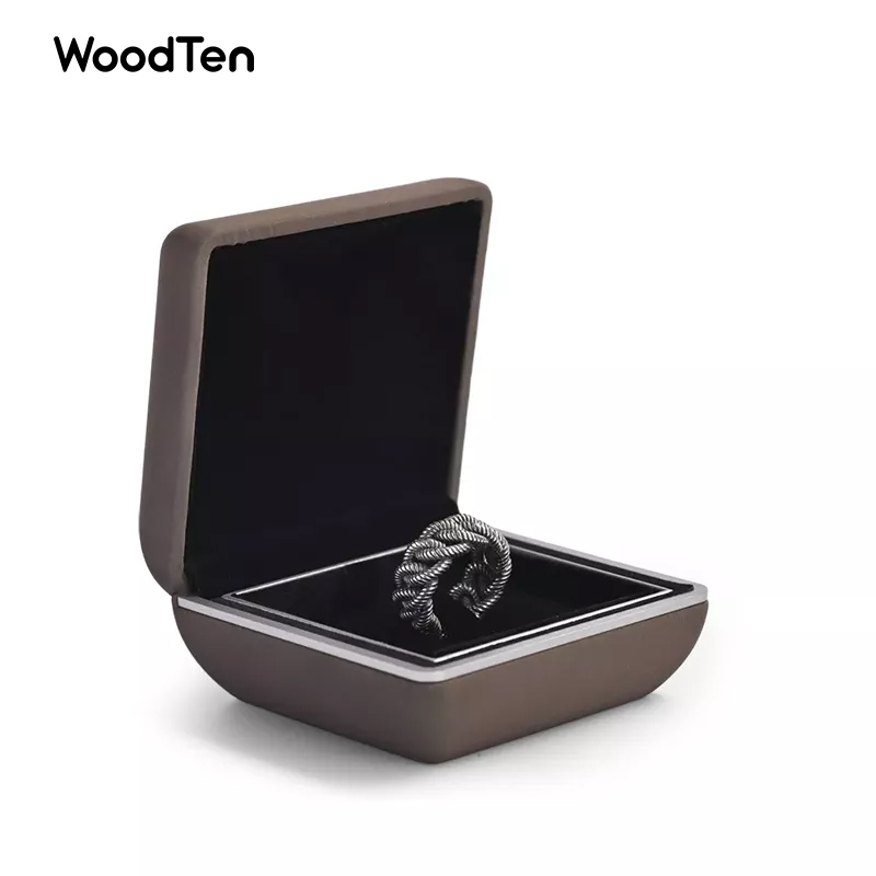 TCH04601 grey microfiber jewelry box for wedding ring package with custom logo