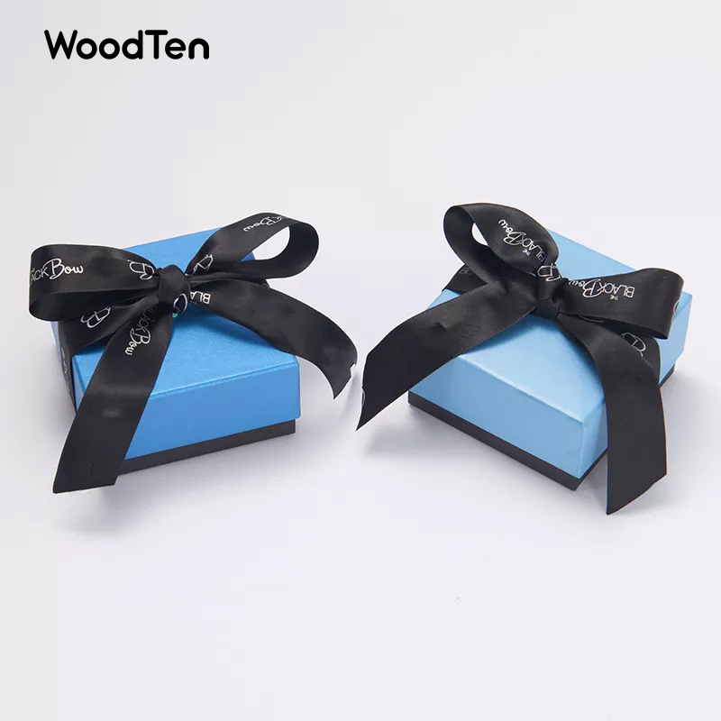 Custom Blue Paper Jewelry Box with Ribbon,Paper Jewelry Box