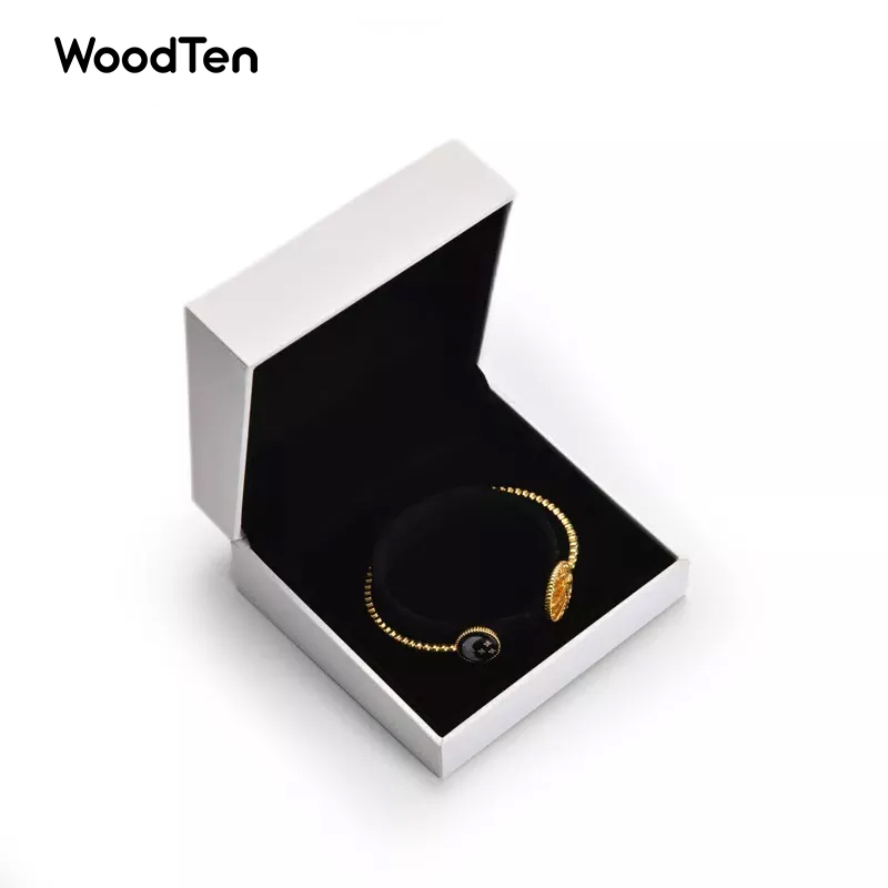 New Arrival custom Bangle box white fancy paper with velvet inside Jewel Packaging box bracelet Jewelry Boxes