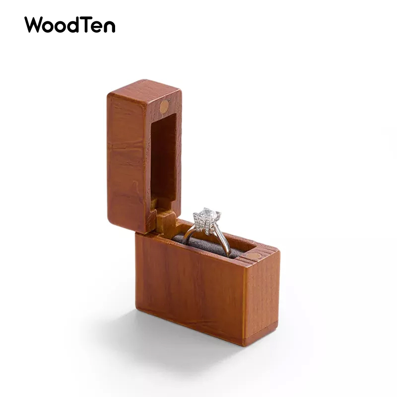 Meipin China wholesale custom logo solid wood jewelry package delicate and small ring boxes Square jewelry gift box