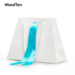 Wholesale Luxury Custom Color Handle Gift Packaging Bags With Silk Ribbon Craft Shopping Gift Paper Jewelry Bag