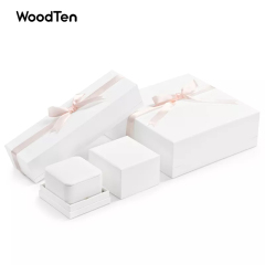 New arrival high quality white PU leather grey microfiber box with button for ring pendant jewelry package