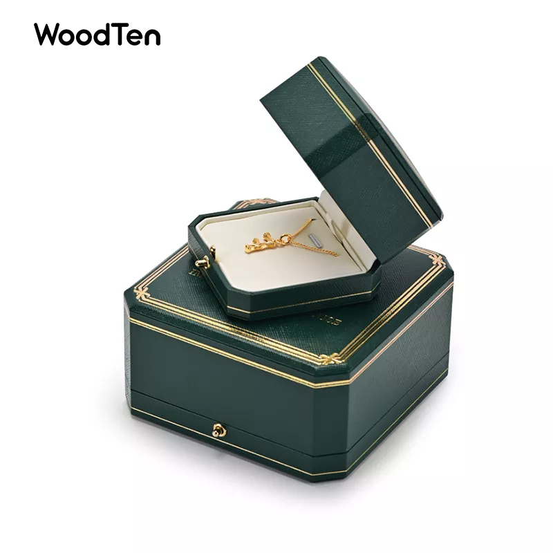 HD20210802008- China hot sale green leathette and pu leather jewelry storage box for ring/gift hold boxes with custom logo