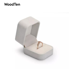 Custom Jewellery Gift Box For Ring Jewelry Set Packaging cream Microfiber Luxury Jewelry Box