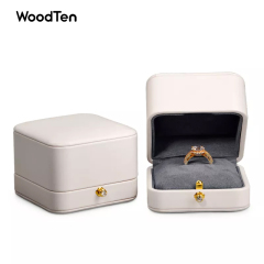 New Arrival Luxury Jewelry Packaging Box grey Pu leather microfiber ring necklace customized packing Jewelery gift boxes