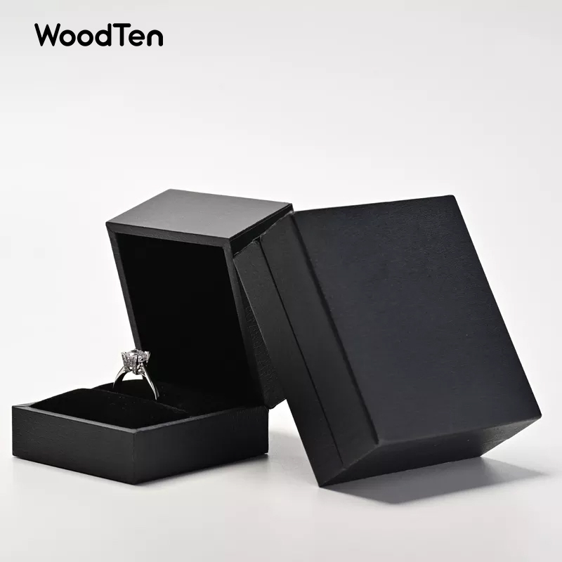 Factory Wholesale Customized logo ring necklace box black velvet jewelry package box