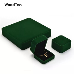 Meipin factory custom dark green velvet jewelry packaging necklace earrings bangle ring gift boxes jewelry package