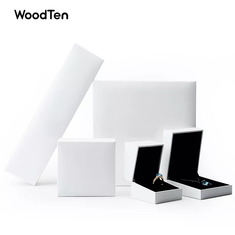 Leatherette paper Jewelry Packaging Box and bag Ring Pendent Box Black Velvet Insert Jewelry Organizer