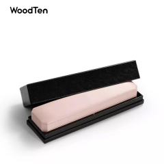 H096-Customized Luxury Pink Pu Leather With Microfiber For Long Chain Necklace Bangle Pendant With Metal Button