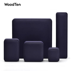 Newest high-end navy blue Pu leather jewelry box packaging with logo