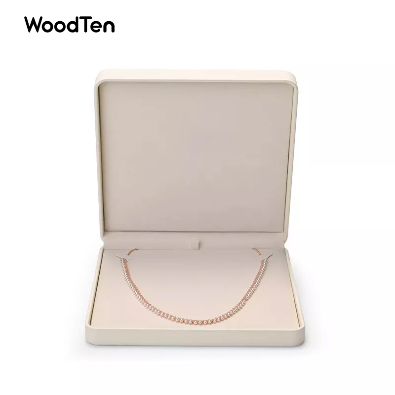 New cream Pu Leather Jewelry Storage Box For necklace big jewelry set Boxes With Custom Logo