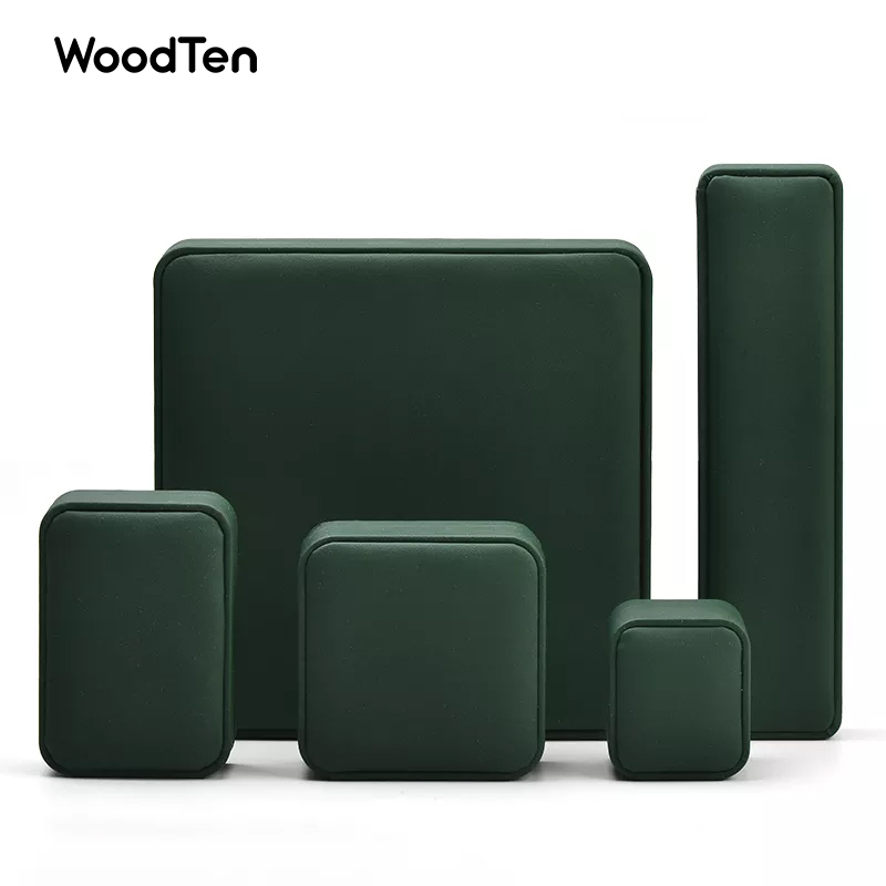 China Supplier high-end blackish green Pu leather vintage custom logo jewelry box