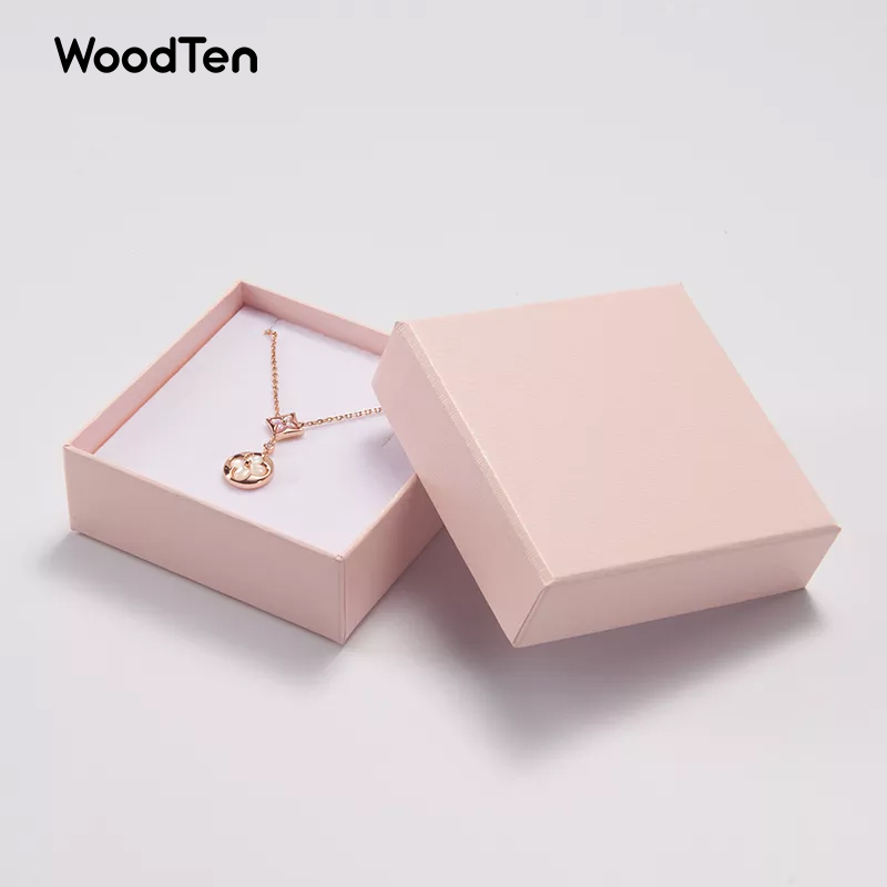 Custom With Logo Pink Paper Box for Ring Pedant Earring
