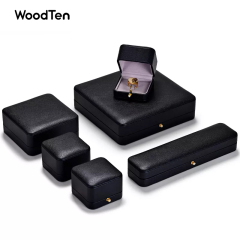 Custom Logo High Quality luxury PU Leather microfiber Boxes Ring Necklace Bracelet Gift Packaging Jewelry Box
