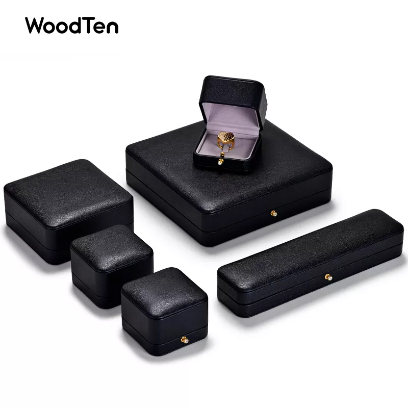 Custom Logo High Quality luxury PU Leather microfiber Boxes Ring Necklace Bracelet Gift Packaging Jewelry Box