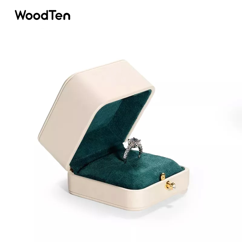Customized High-end new match pu leather suede inside ring diamond earring pendant necklace package jewelry box