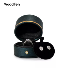 New Arrival jewelry ring box with PU leather double pads earring necklace gold button packaging jewellery oval shape boxes