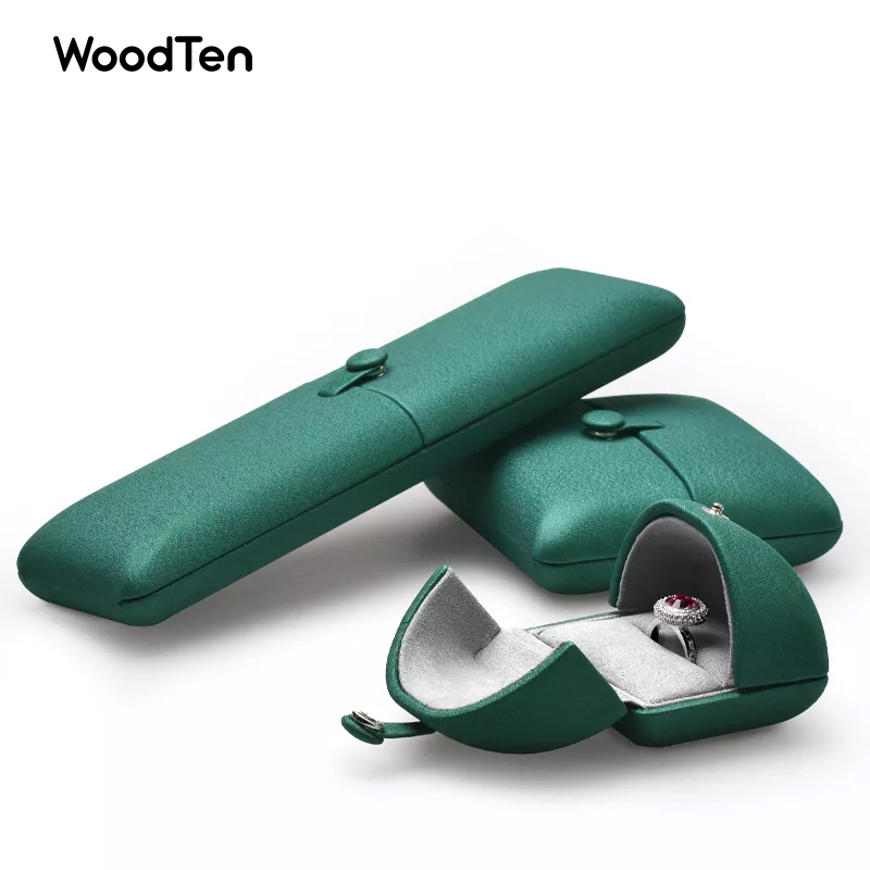 Newest Luxury jewelry box Green Pu leather With Buckle Jewellery Packaging Gift boxes Jewelry Packing Box