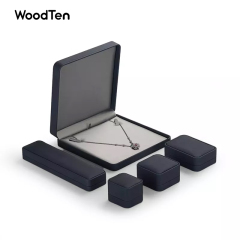 New Luxury Wedding Gift Jewelry Packaging Boxes grey pu leather Custom Logo Jewelry box packaging PU Leather box